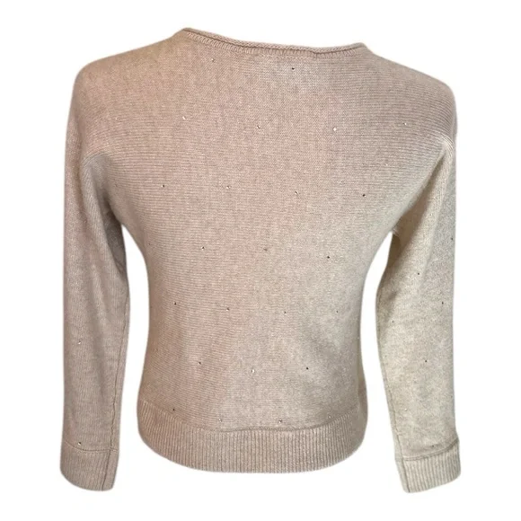 Massimo Dutti SZ 7-8 tall beige cashmere blend crewneck‎ wmini diamond sweater